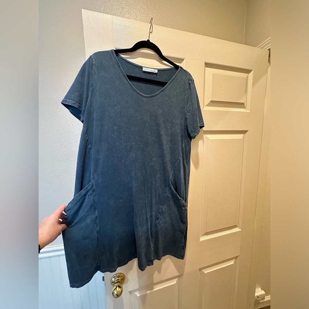 Blue acid washed tshirt dress